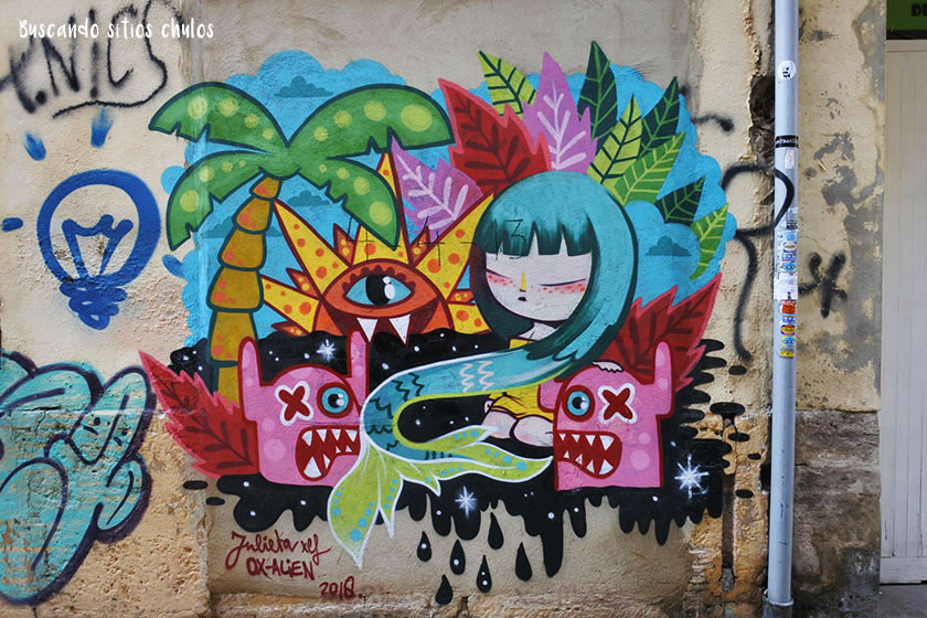 Graffiti de Julieta XLF y Ox-Alien