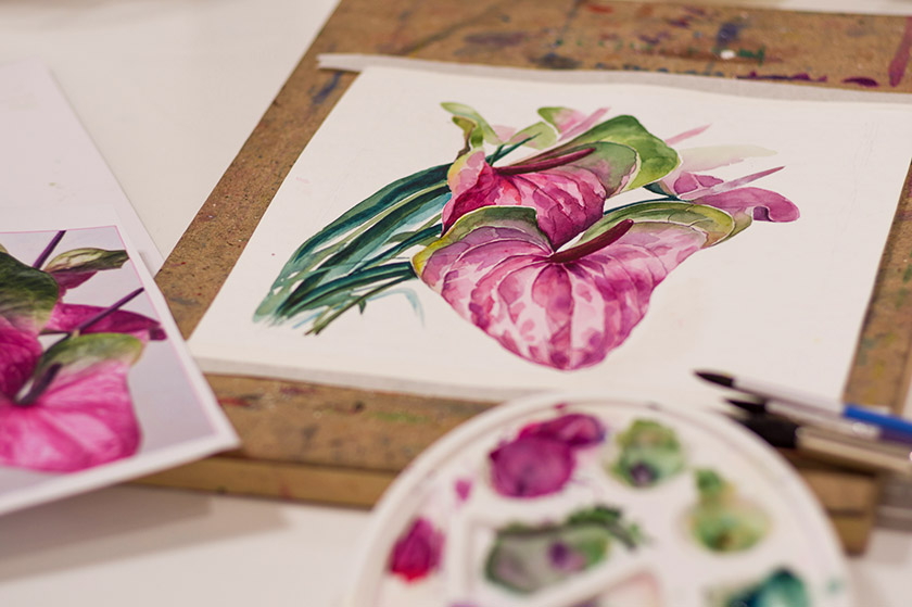 Pintando con acuarela en primavera