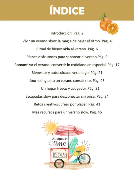 Índice guía verano slow disfrutón